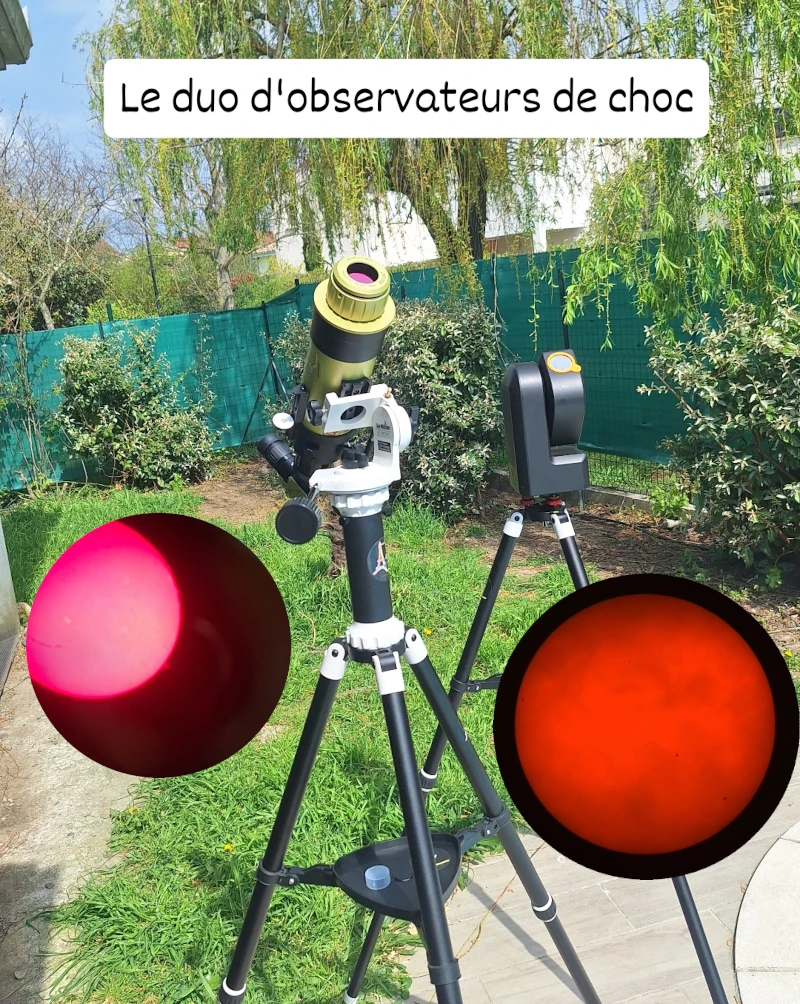 Ma lunette astronomique et mon télescope numérique et des images du Soleil